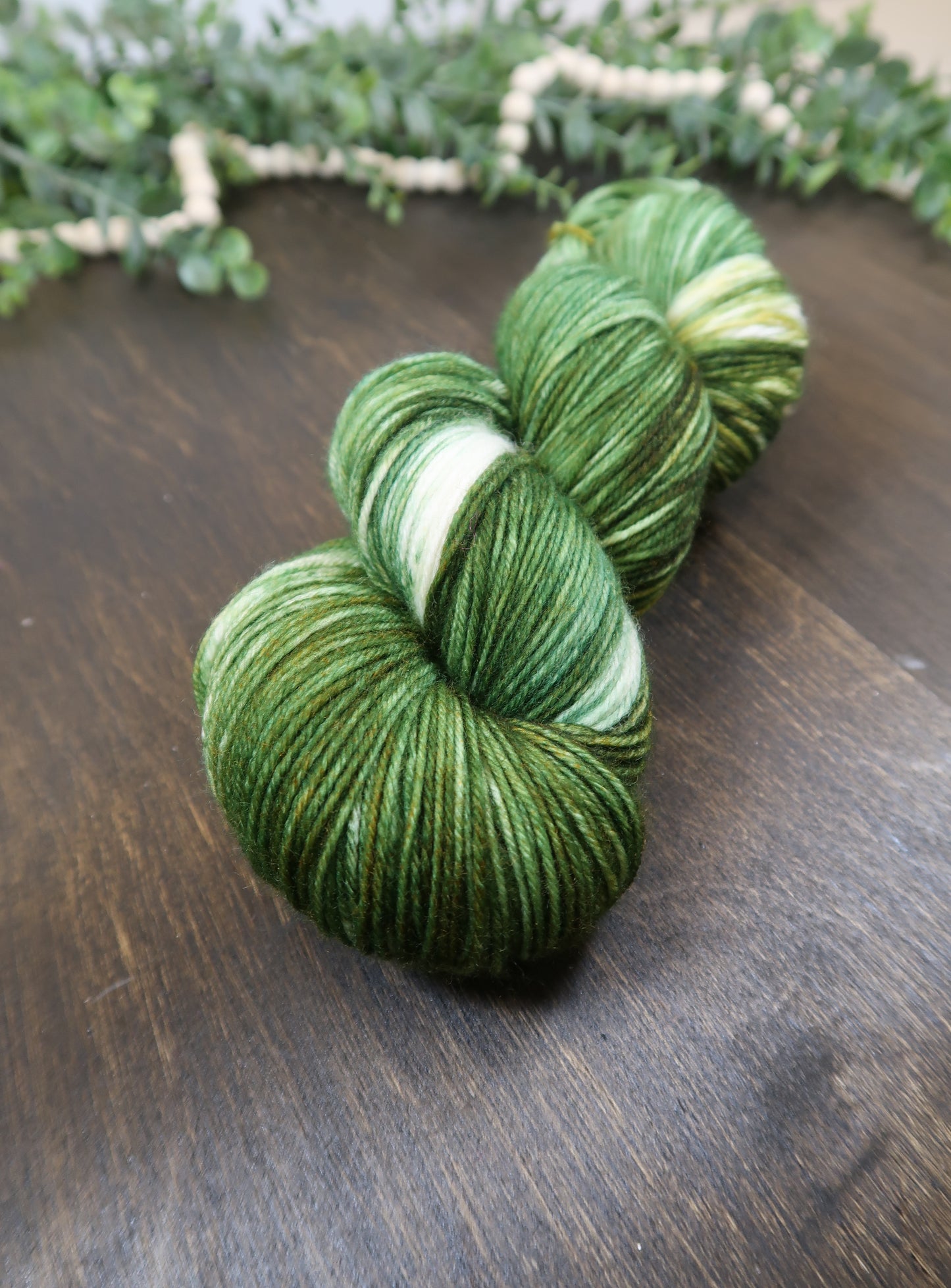 Hand Dyed Yarn | Fingering Weight Yarn | Variegated Yarn | 75/25 Yarn Speckled Yarn | Superwash Merino Wool | Color: Fern