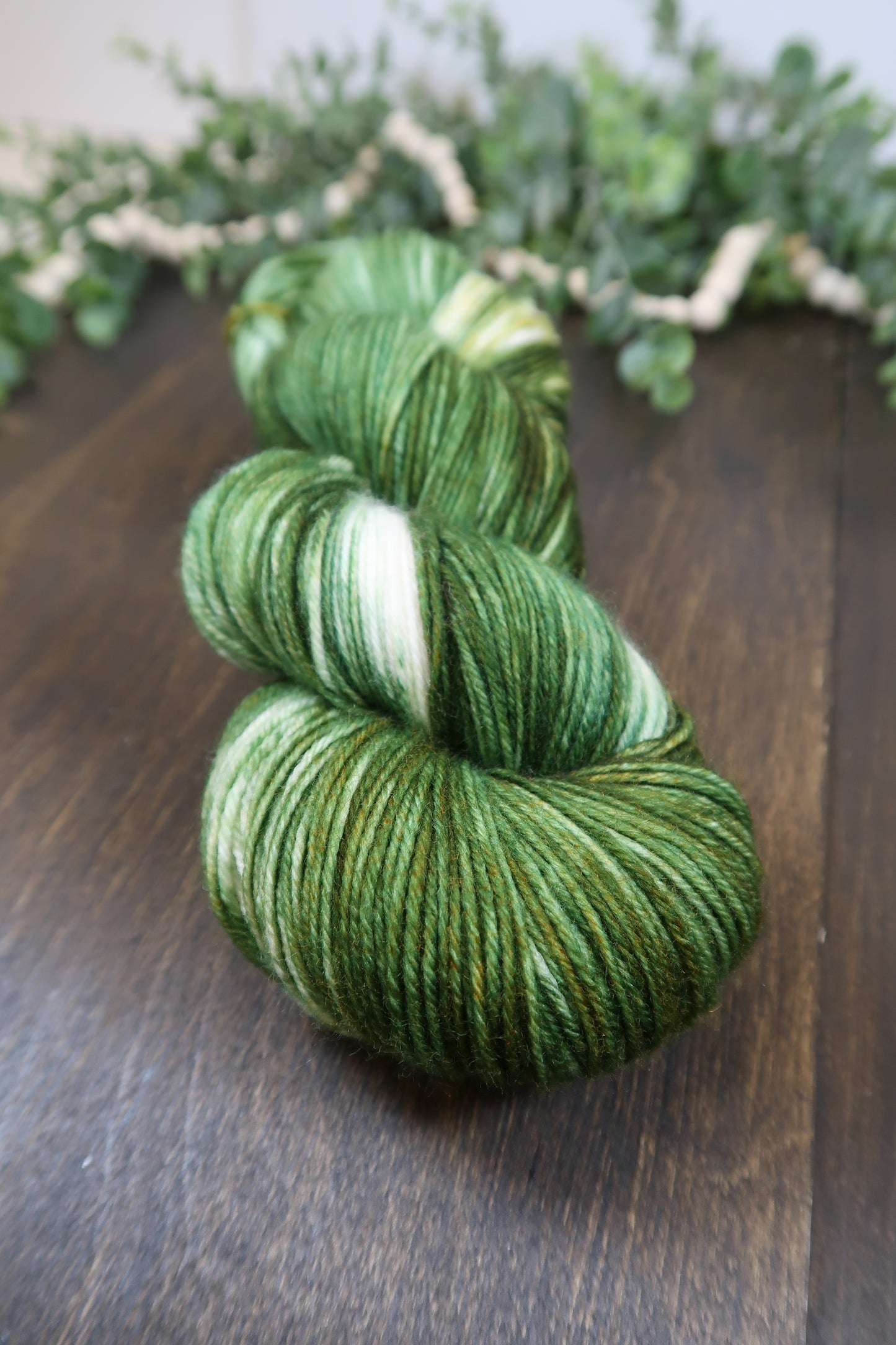 Hand Dyed Yarn | Fingering Weight Yarn | Variegated Yarn | 75/25 Yarn Speckled Yarn | Superwash Merino Wool | Color: Fern