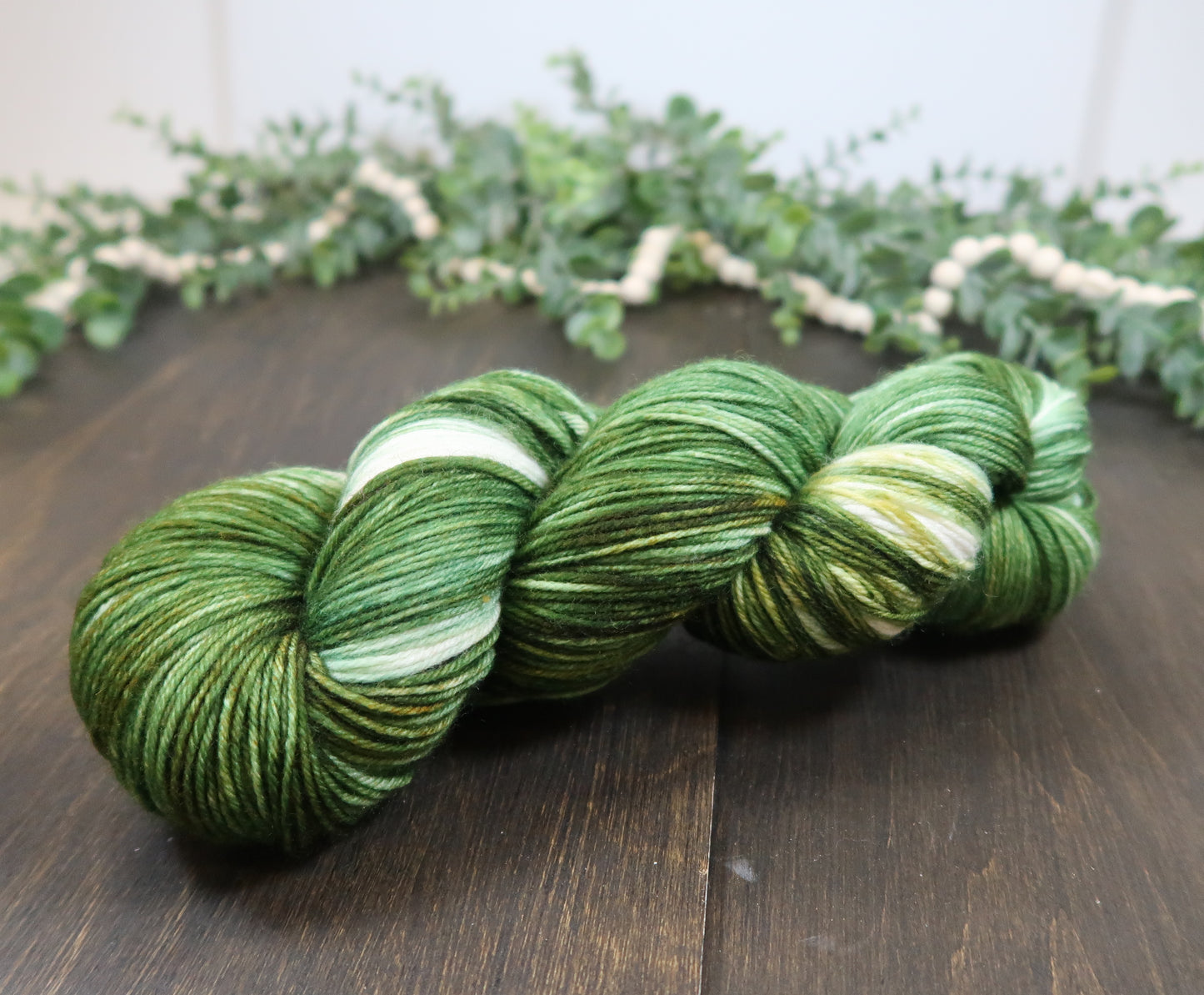 Hand Dyed Yarn | Fingering Weight Yarn | Variegated Yarn | 75/25 Yarn Speckled Yarn | Superwash Merino Wool | Color: Fern