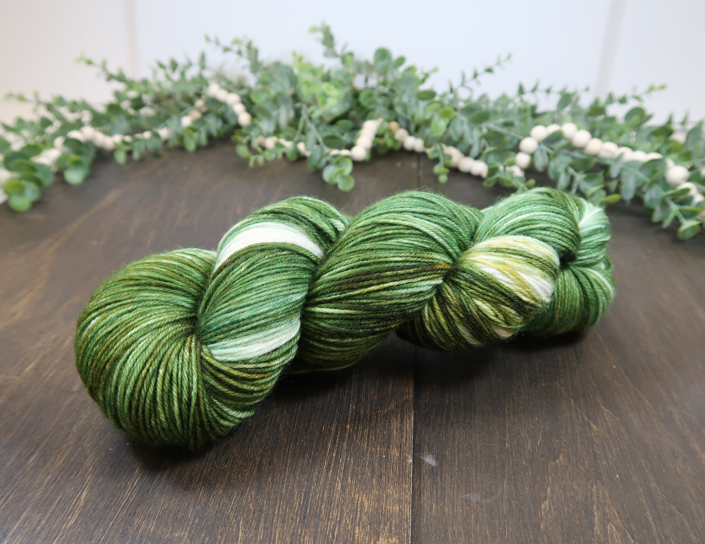 Hand Dyed Yarn | Fingering Weight Yarn | Variegated Yarn | 75/25 Yarn Speckled Yarn | Superwash Merino Wool | Color: Fern