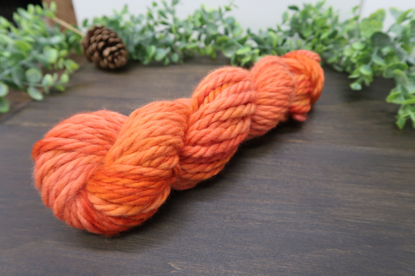 Hand Dyed Yarn | Super Bulky Yarn | Andean Highland Wool | Color: Burnt Pumpkin