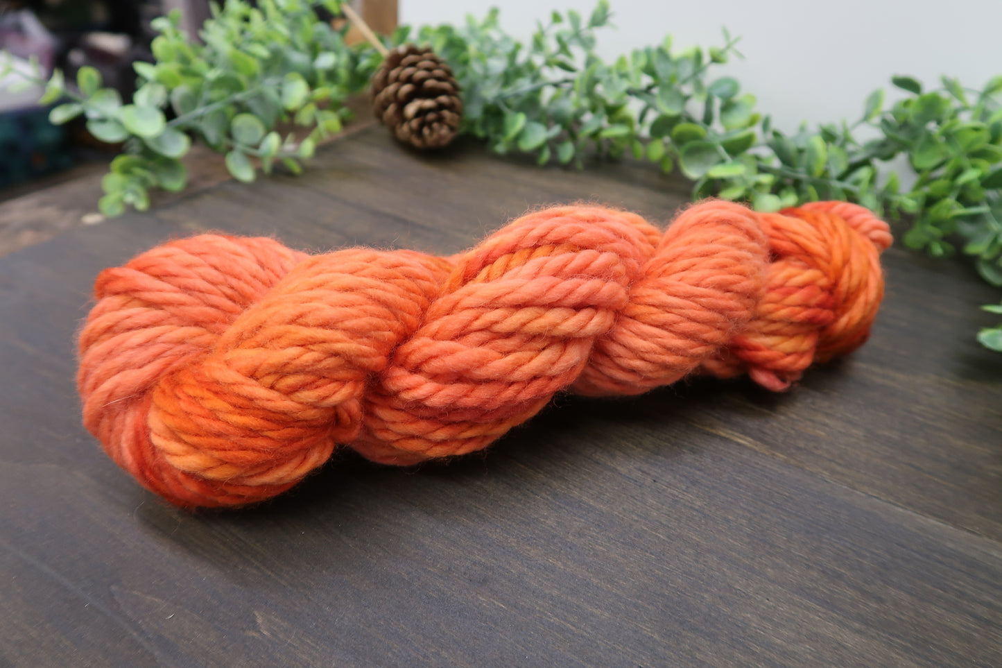 Hand Dyed Yarn | Super Bulky Yarn | Andean Highland Wool | Color: Burnt Pumpkin