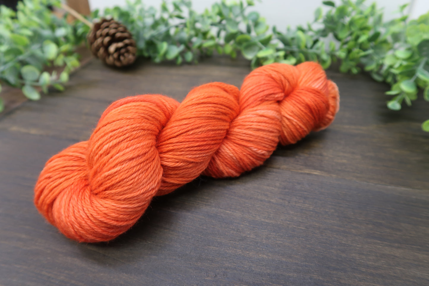 Hand Dyed Yarn | Worsted Weight | Variegated Yarn | 100% Fine Superwash Merino Wool | Color: Burnt Pumpkin