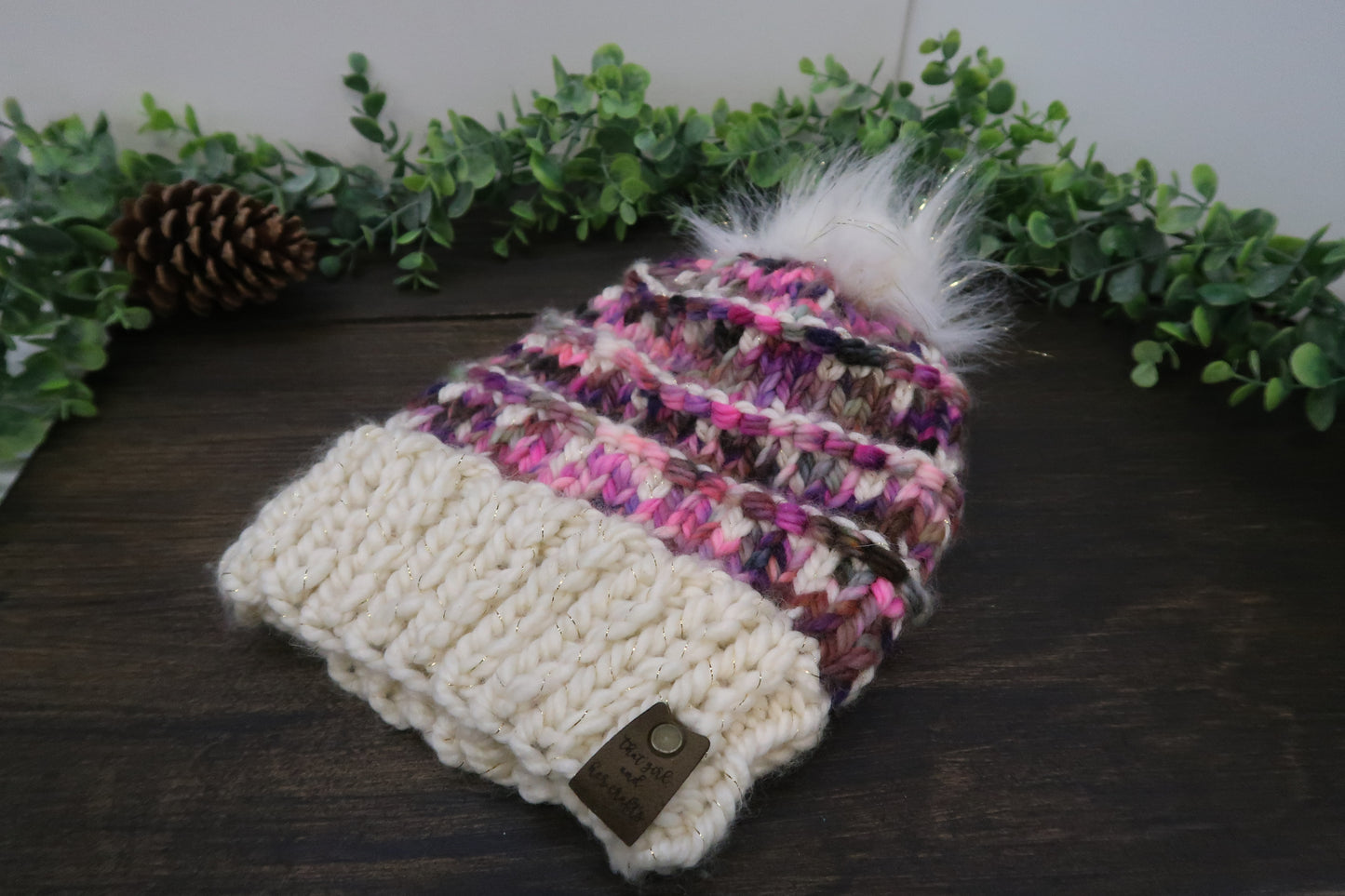 Chunky Knit Beanie | Adult Size | Wool Yarn | Slouch Beanie with Pom-Pom | Winter Hat | The Summit Beanie | Knitted Beanie