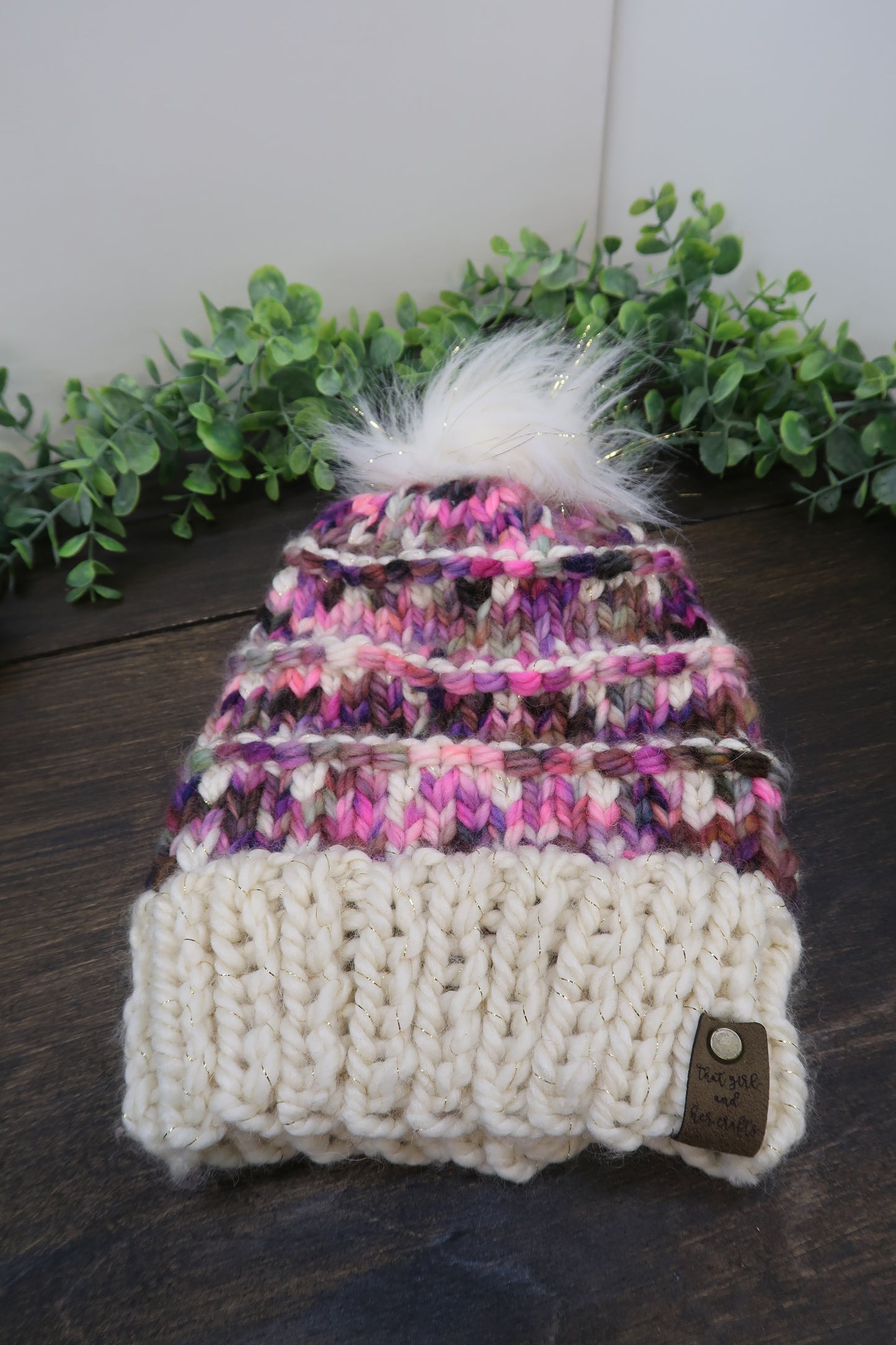 Chunky Knit Beanie | Adult Size | Wool Yarn | Slouch Beanie with Pom-Pom | Winter Hat | The Summit Beanie | Knitted Beanie