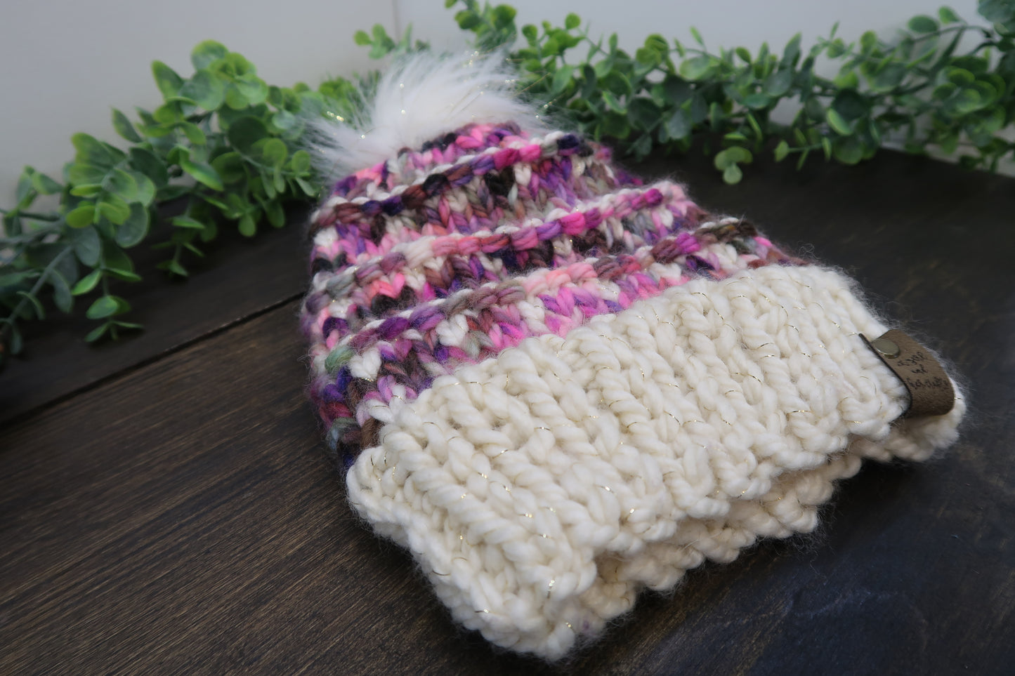 Chunky Knit Beanie | Adult Size | Wool Yarn | Slouch Beanie with Pom-Pom | Winter Hat | The Summit Beanie | Knitted Beanie