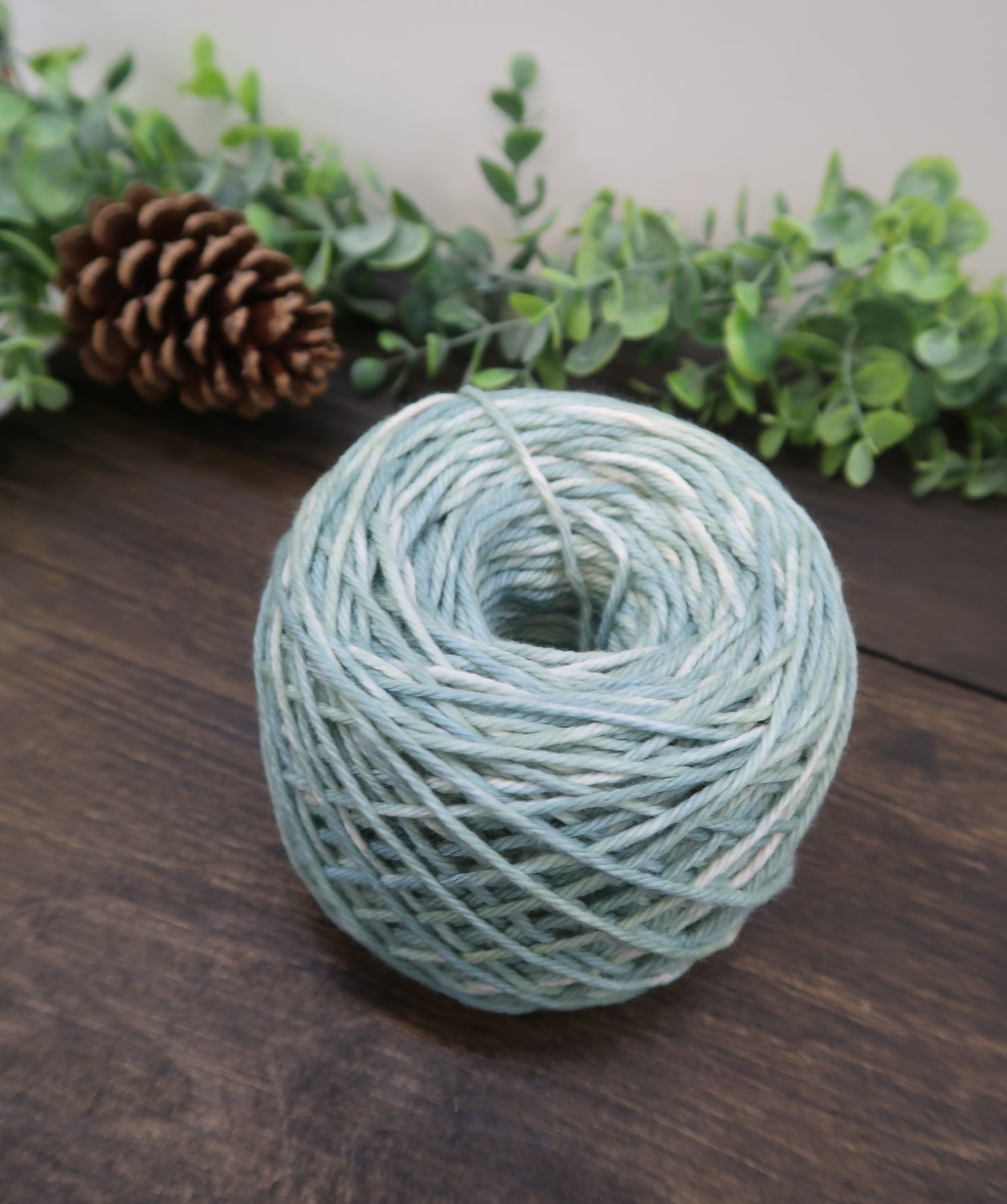 Hand Dyed Yarn | Worsted Weight | Variegated Yarn | 100% Organic Cotton | Color: Sage