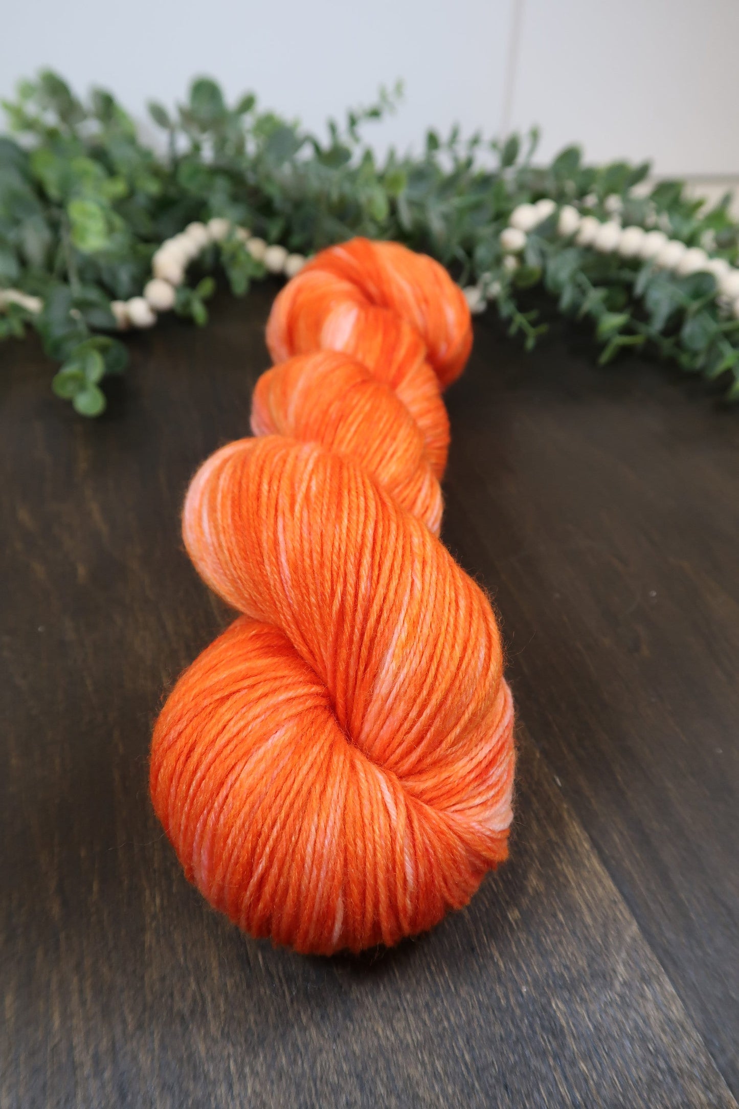 Hand Dyed Yarn | Fingering Weight Yarn | Variegated Yarn | 75/25 Yarn Speckled Yarn | Superwash Merino Wool | Color: Orange Slice