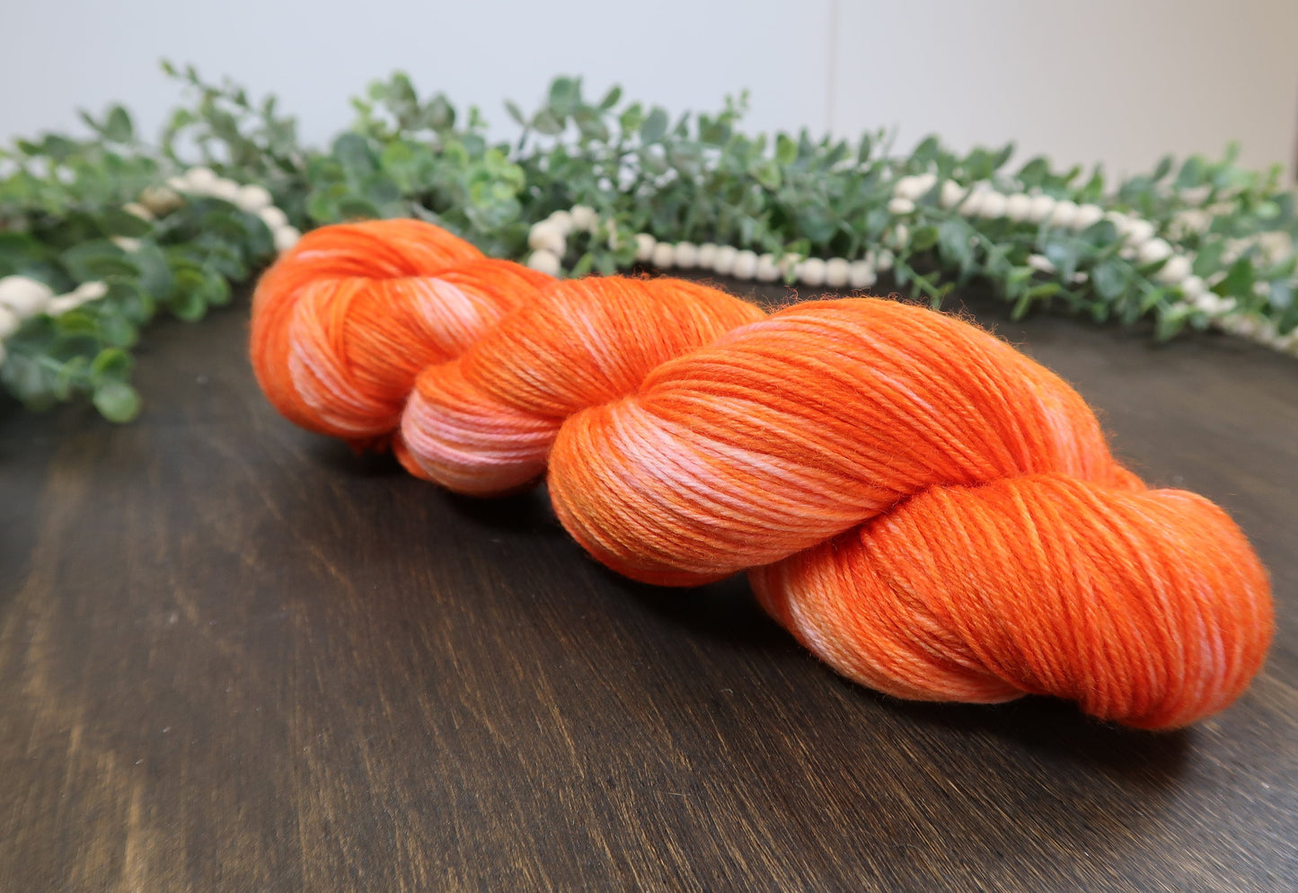 Hand Dyed Yarn | Fingering Weight Yarn | Variegated Yarn | 75/25 Yarn Speckled Yarn | Superwash Merino Wool | Color: Orange Slice