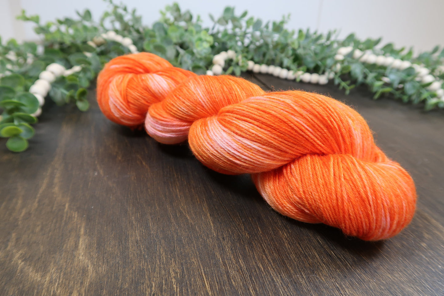 Hand Dyed Yarn | Fingering Weight Yarn | Variegated Yarn | 75/25 Yarn Speckled Yarn | Superwash Merino Wool | Color: Orange Slice