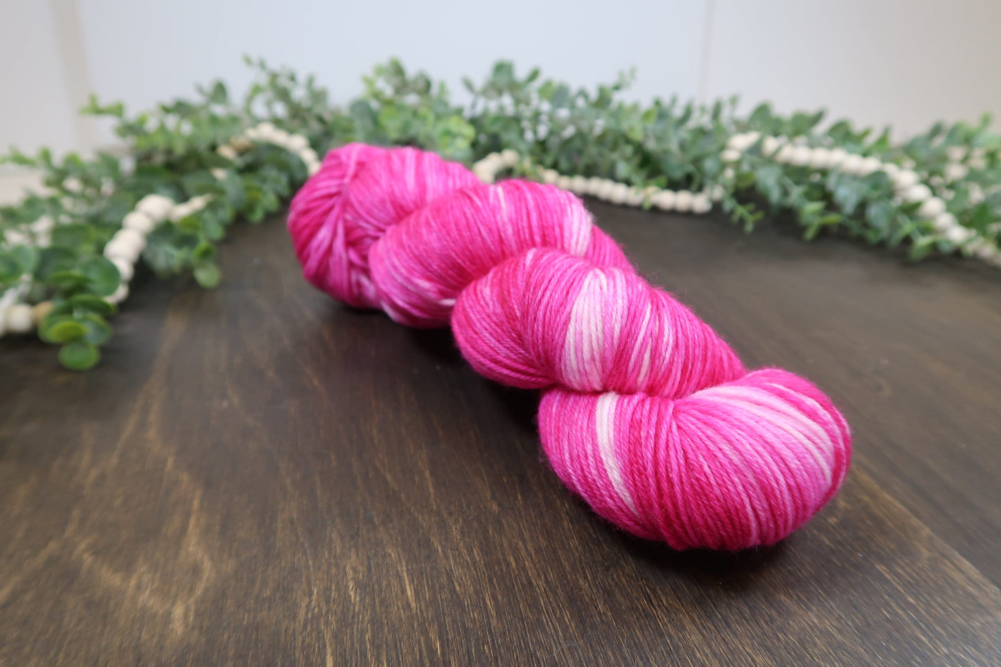 Hand Dyed Yarn | Fingering Weight | Sock Yarn  | 75/25 Yarn | Superwash Merino Wool | Color: Laffy Taffy Pink
