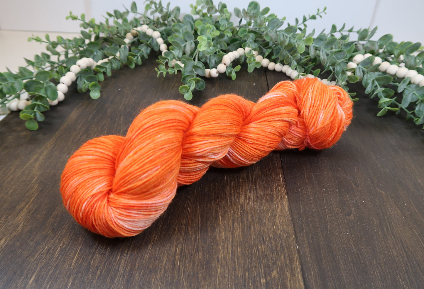 Hand Dyed Yarn | Fingering Weight Yarn | Variegated Yarn | 75/25 Yarn Speckled Yarn | Superwash Merino Wool | Color: Orange Slice