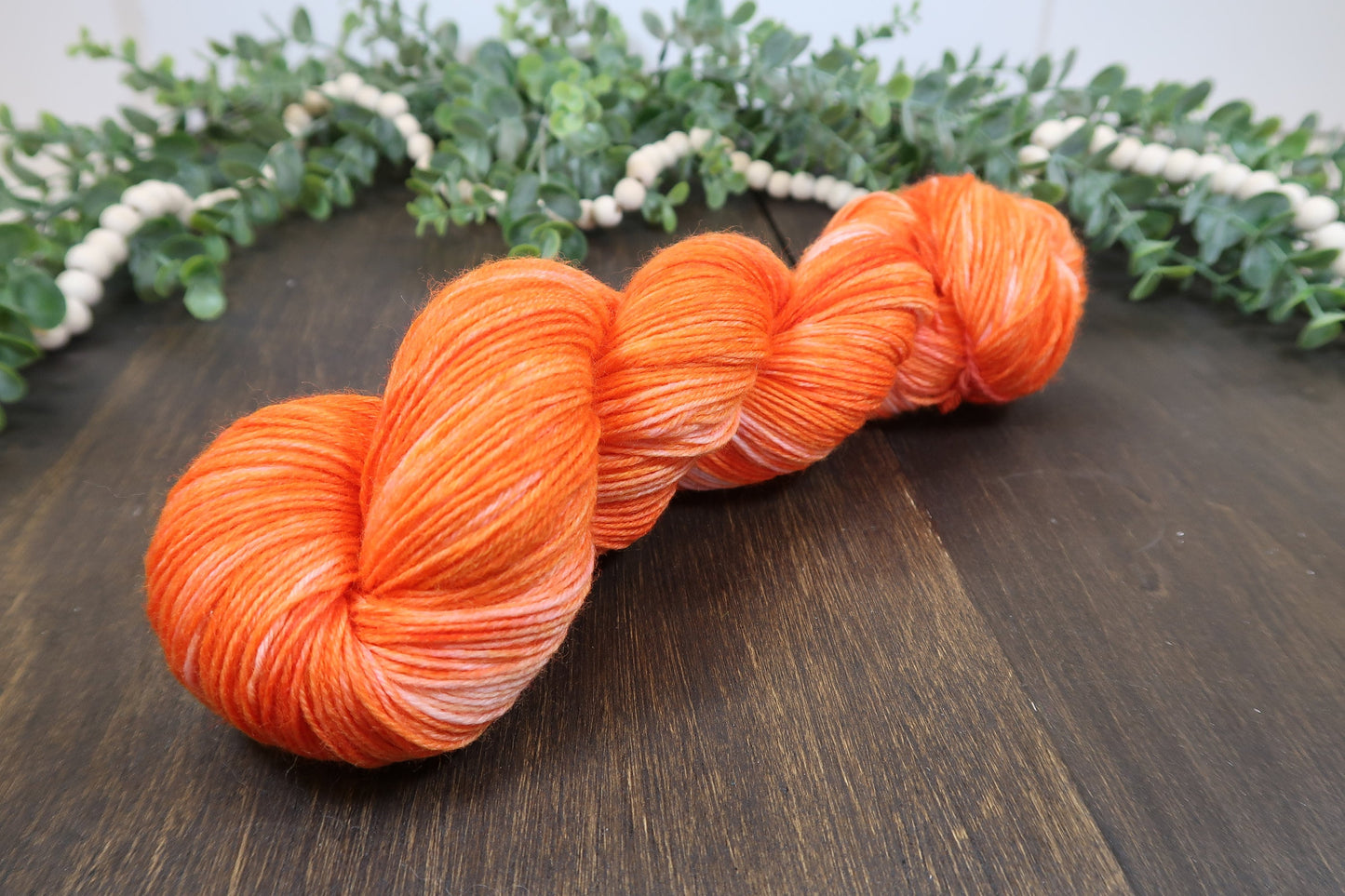 Hand Dyed Yarn | Fingering Weight Yarn | Variegated Yarn | 75/25 Yarn Speckled Yarn | Superwash Merino Wool | Color: Orange Slice
