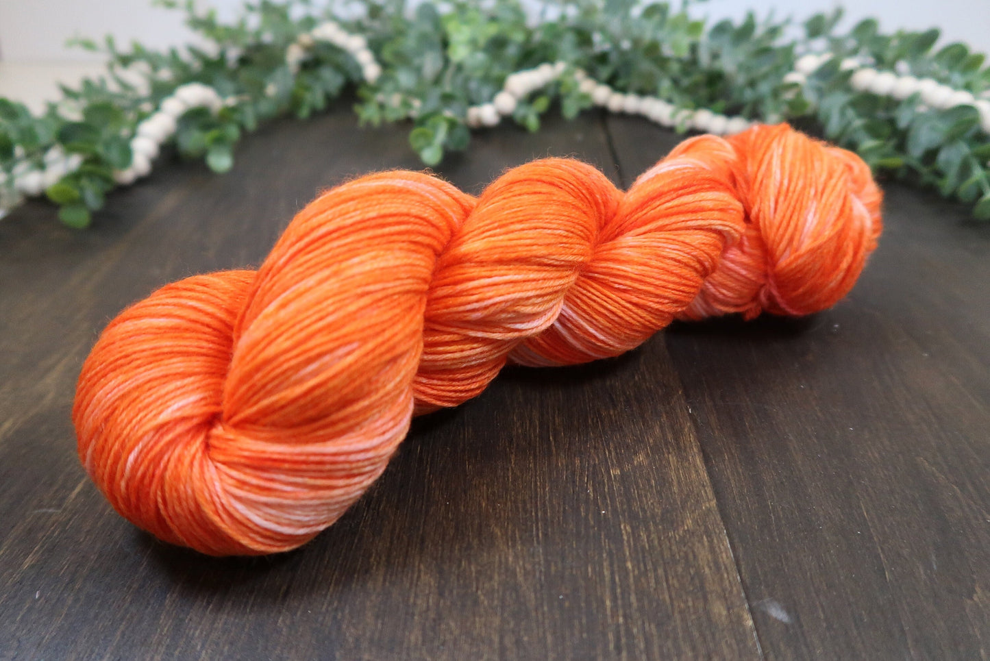 Hand Dyed Yarn | Fingering Weight Yarn | Variegated Yarn | 75/25 Yarn Speckled Yarn | Superwash Merino Wool | Color: Orange Slice